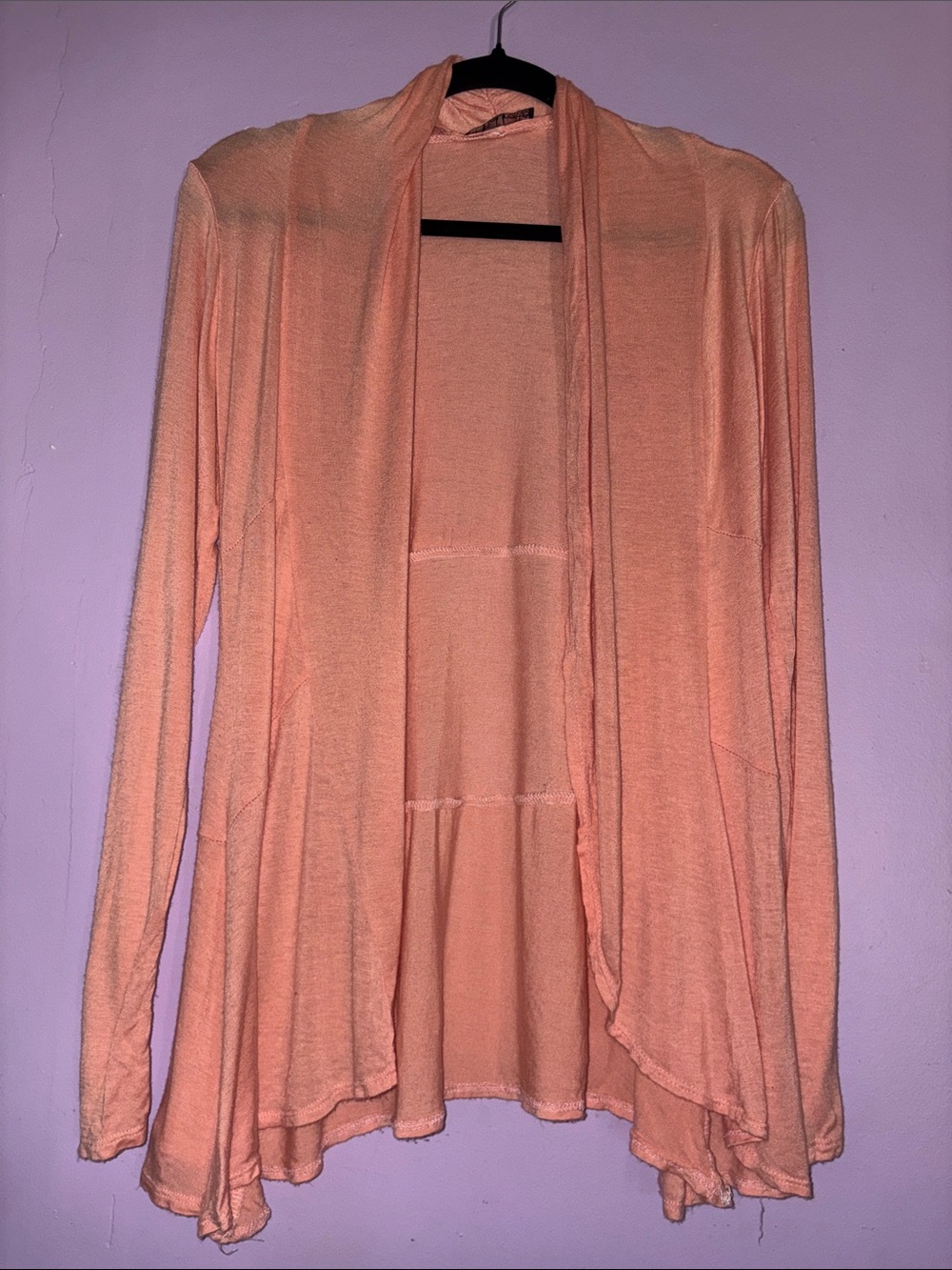 Light Coral Open-Front Women's Cardigan Sweater
